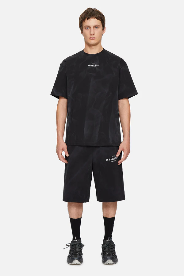44 Label Group Logo-print Faded-effect Shorts In Black