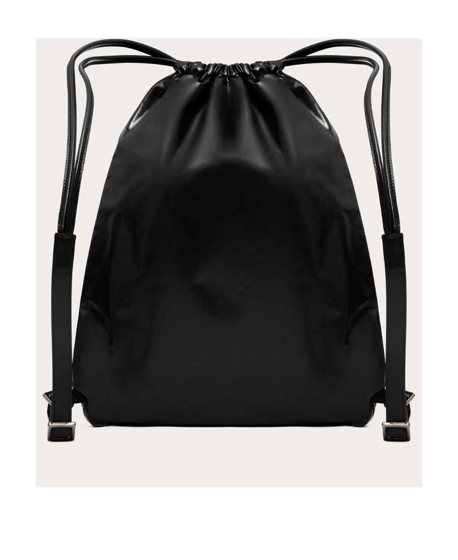 Valentino Black Vltn Patent Leather Backpack In Black