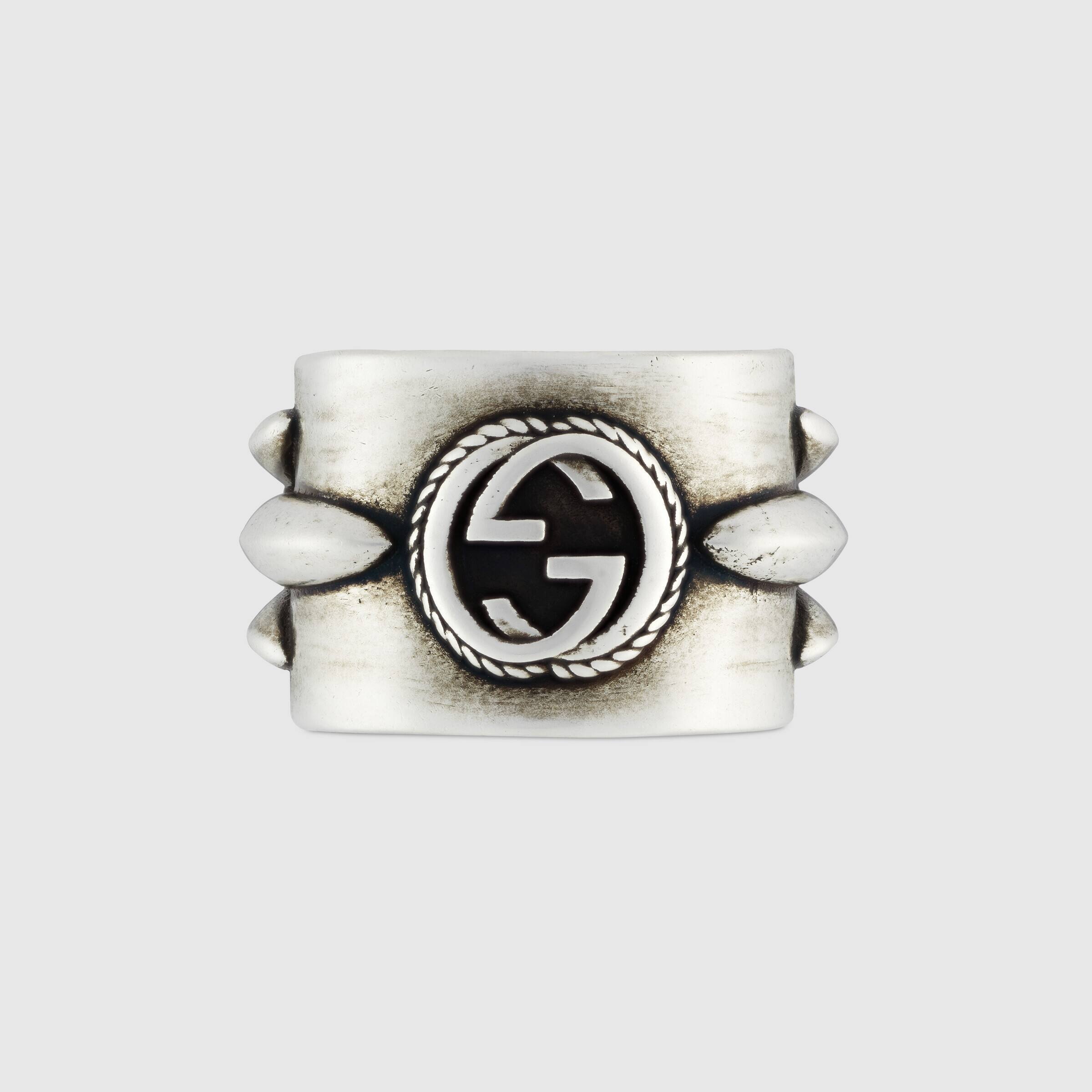 Gucci Interlocking G Floral-motif Ring In Multicolor