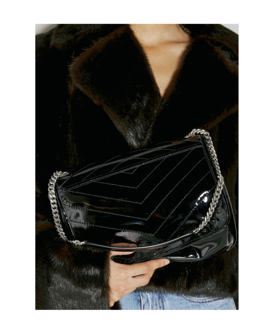 Saint Laurent Niki Foldover Top Shoulder Bag In Black