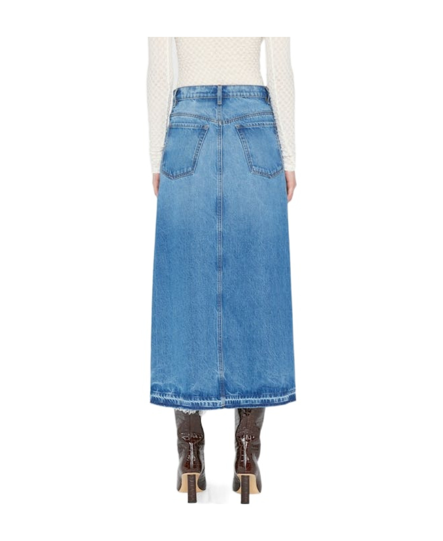 Frame The Midaxi Split-hem Denim Midi Skirt In Blue