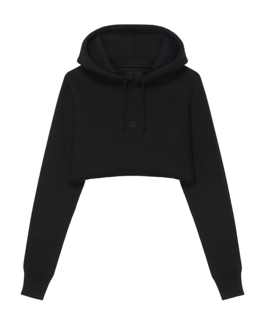 Givenchy Cropped Hoodie In Cotton In Blue