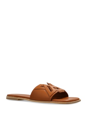 Vic Matie Logo-debossed Square Open Toe Sandals In Brown