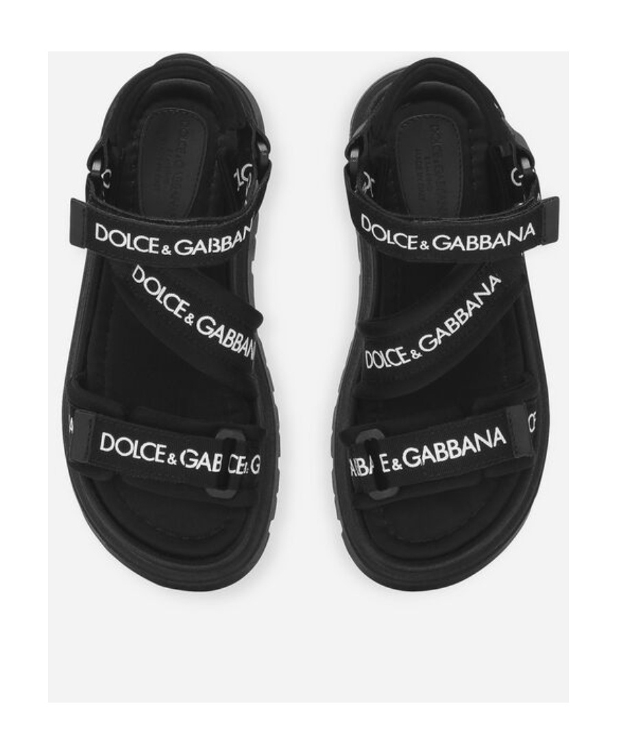 Dolce & Gabbana Branded Grosgrain Sandals In Black