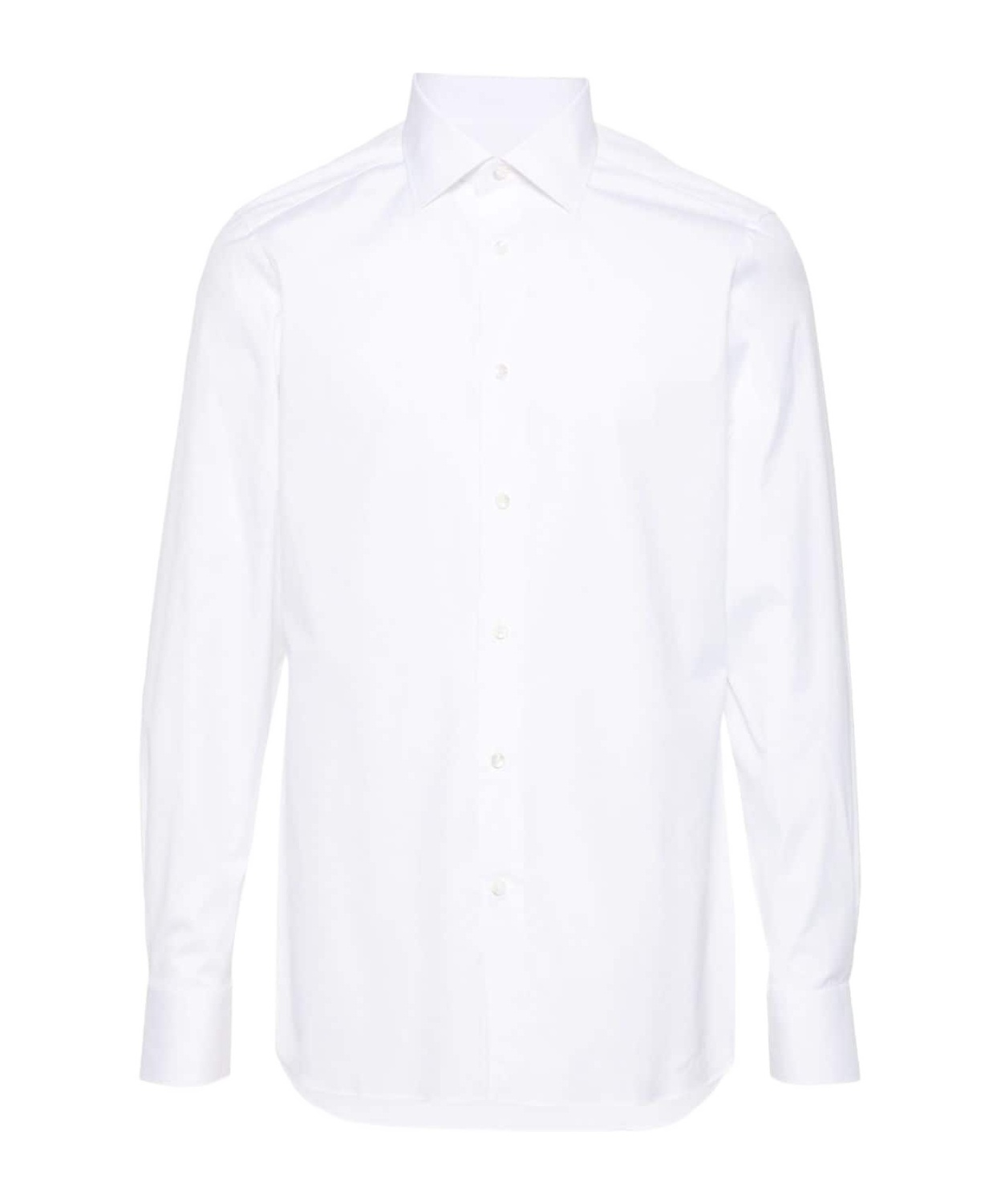 Zegna Long-sleeved Lapel Shirt In White