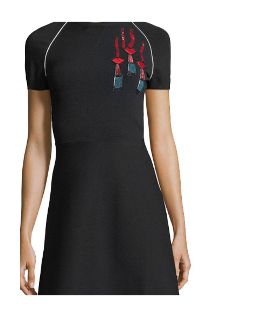 Valentino Red Lip Embroidered Jumpsuit In Black
