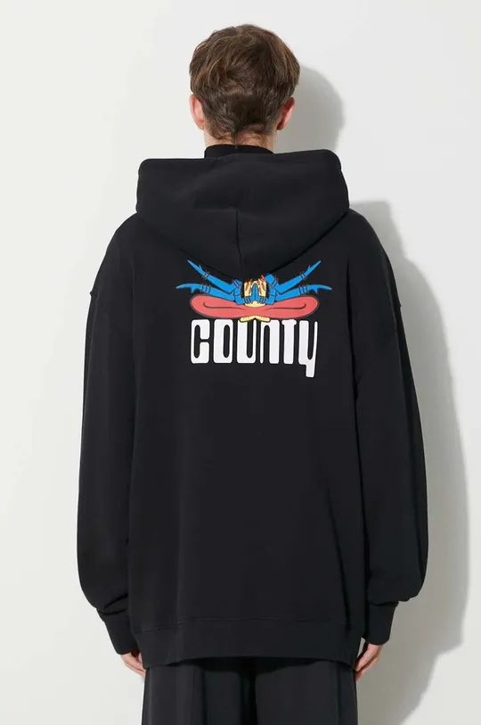 Marcelo Burlon County Of Milan Long-sleeved Hooded Sweater In Black