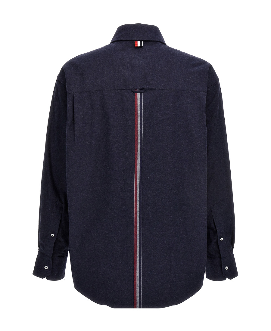 Thom Browne 4-bar Shirt In Light Wool In Black