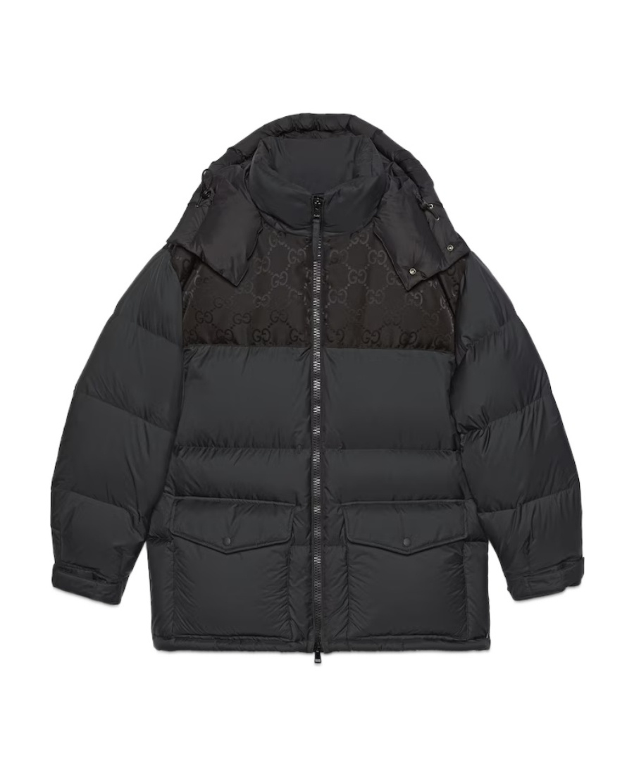 Gucci Gg Supreme Puffer Jacket In Black