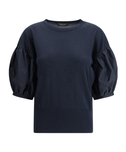 Shop Fabiana Filippi Puff Sleeve Crewneck Jumper In Black