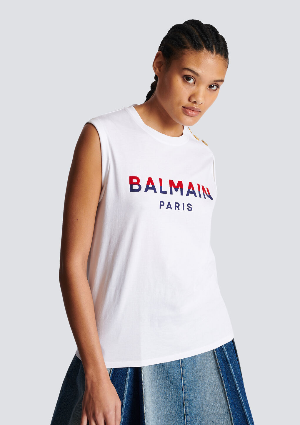 Balmain Flocked-logo Tank Top In White