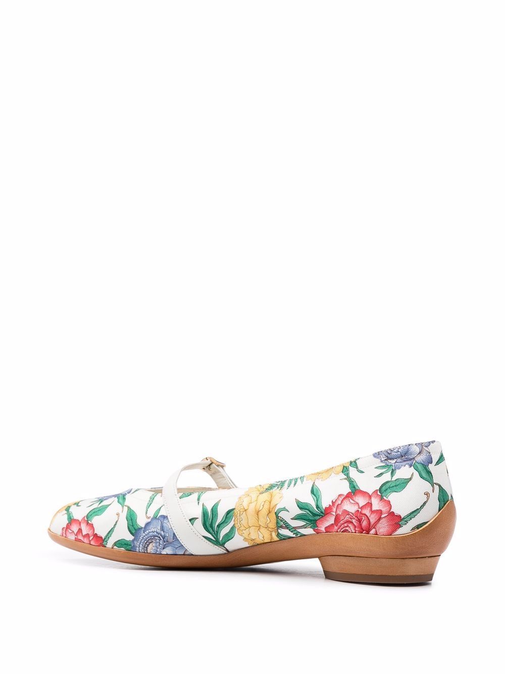 Ferragamo Printed Pattern Flat Shoes In White