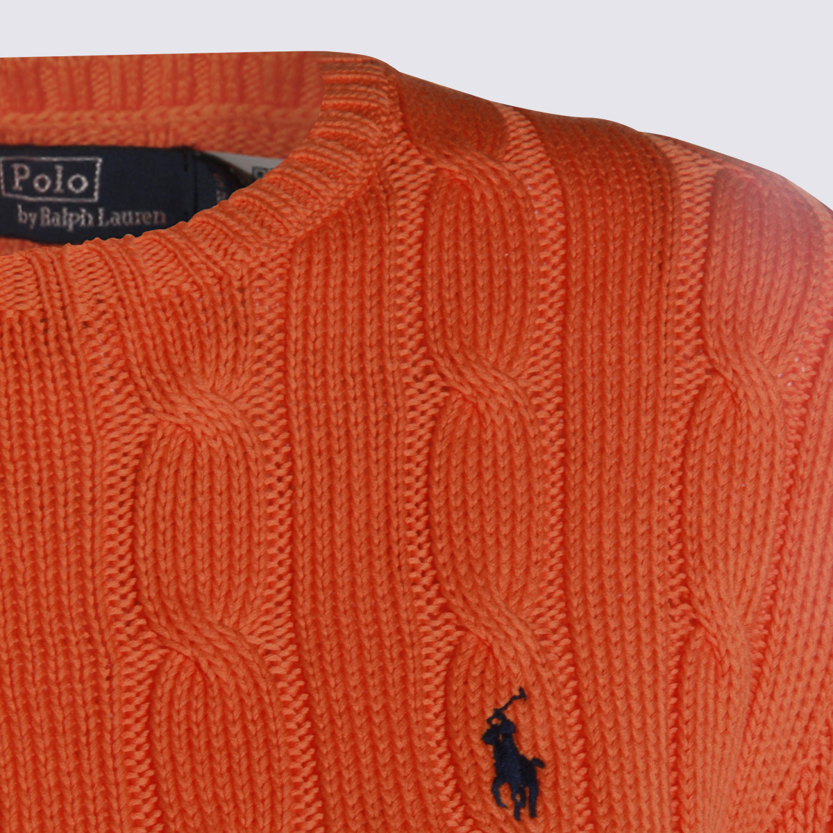Polo Ralph Lauren Cable Knit Pullover With Ribbed Finish In Orange