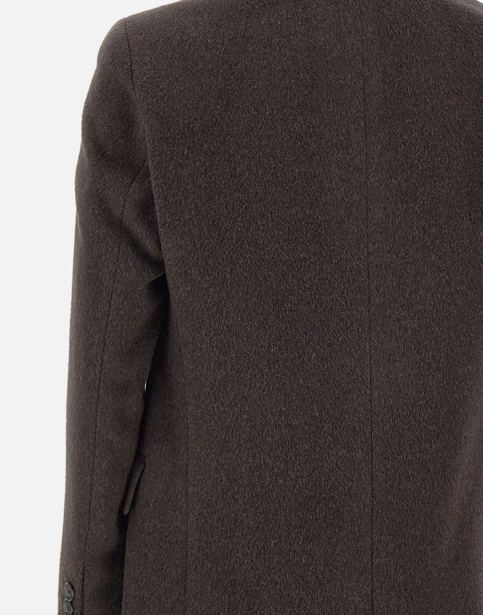 Hugo Boss Cappotto Doppiopetto In Misto Alpaca Marrone Scuro In Brown
