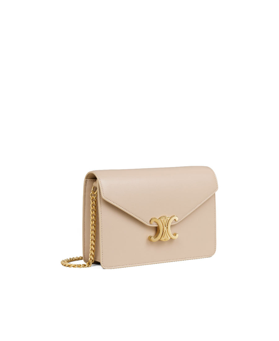 Celine Margo Shiny Chain Wallet In Nude