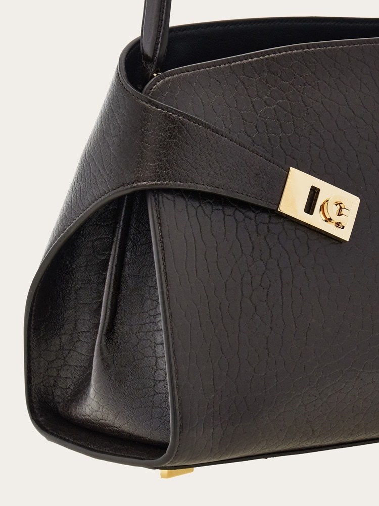 Ferragamo Medium Hug Gancini-buckles Shoulder Bag In Brown