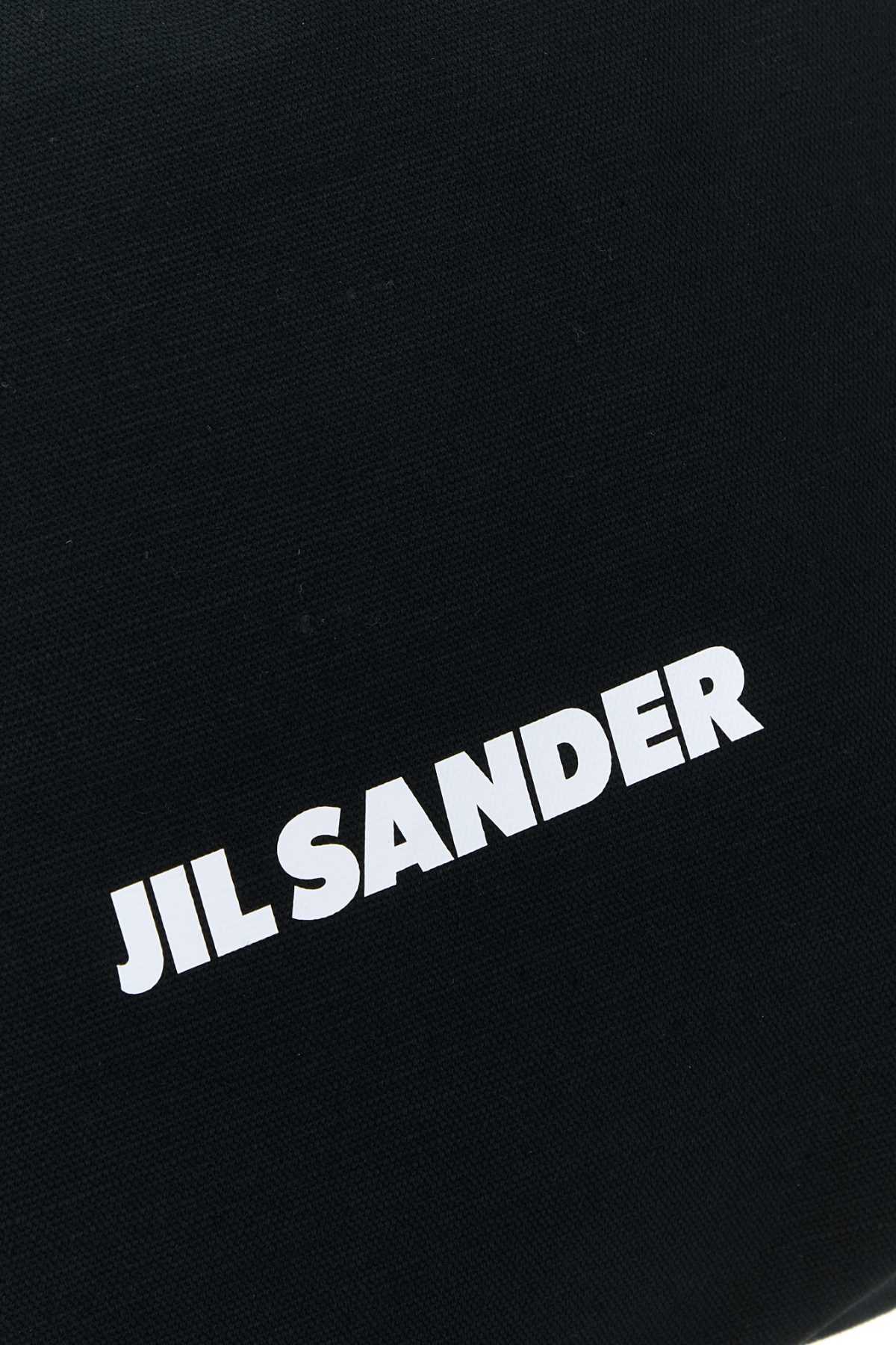 Jil Sander Black Canvas Shopping Bag In Black