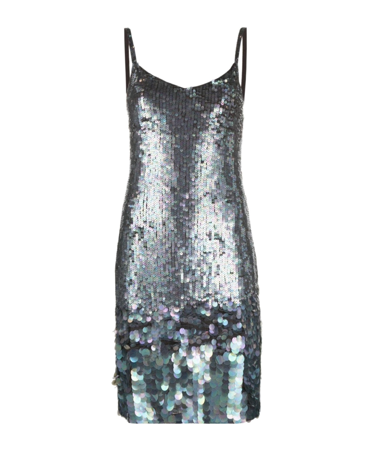 P.a.r.o.s.h Mini Grey Dress With All-over Multicolor Sequins In Gray