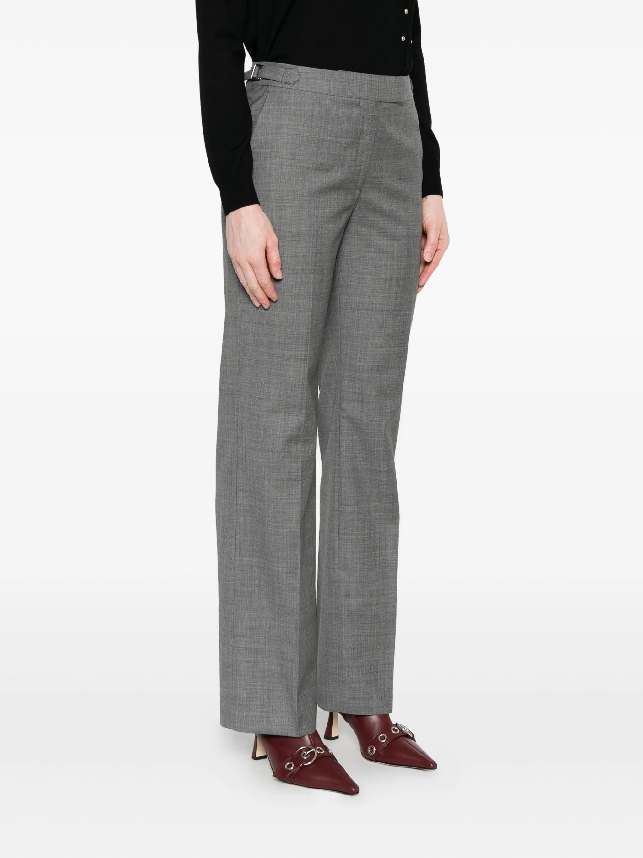 Officine Generale Mid-grey Straight-leg Trousers In Gray