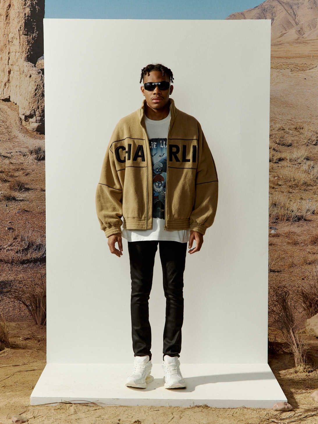 Charlie Luciano Stand-collar Logo Casual Jacket In Brown