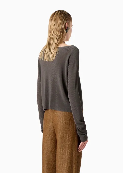 Giorgio Armani Long Sleeves Boat Neck Sweater In Gray