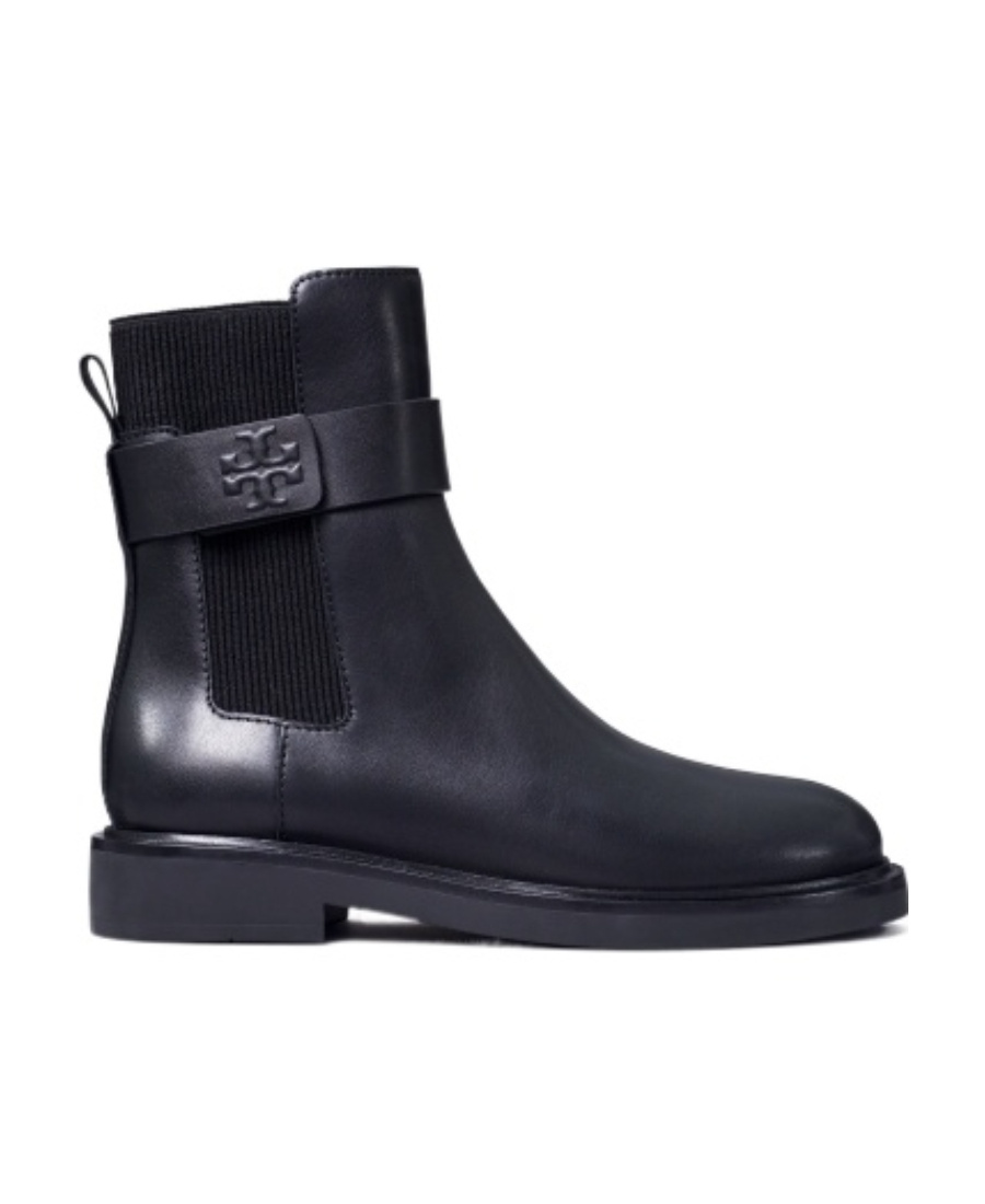 Tory Burch Double T 30mm Ankle Boots In Black