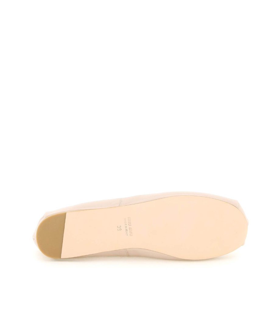 Miu Miu Logo Ballet Flats In Nude