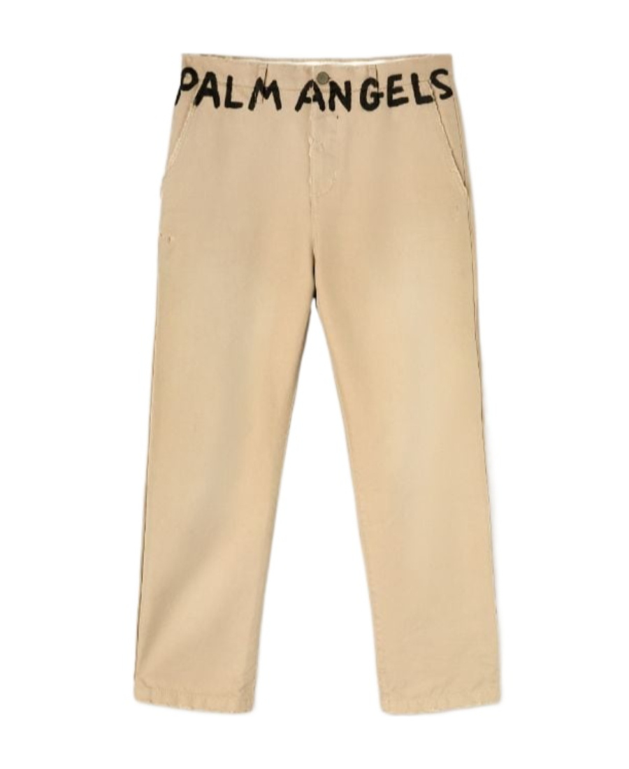 Palm Angels Chino Pants With Logo Branding In Nude
