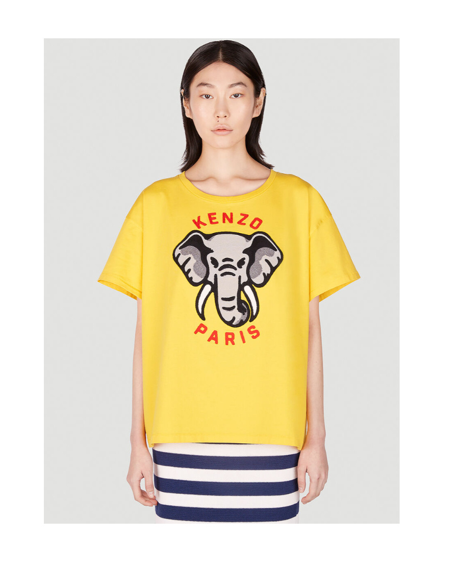 Shop Kenzo ' Éléphant' Casual T-shirt In Yellow