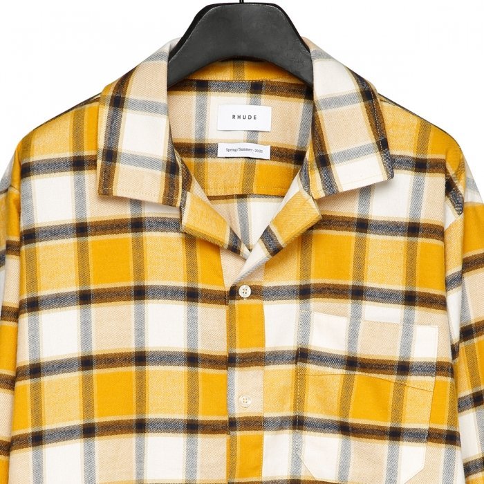 Rhude Check Button-down Shirt In Nude