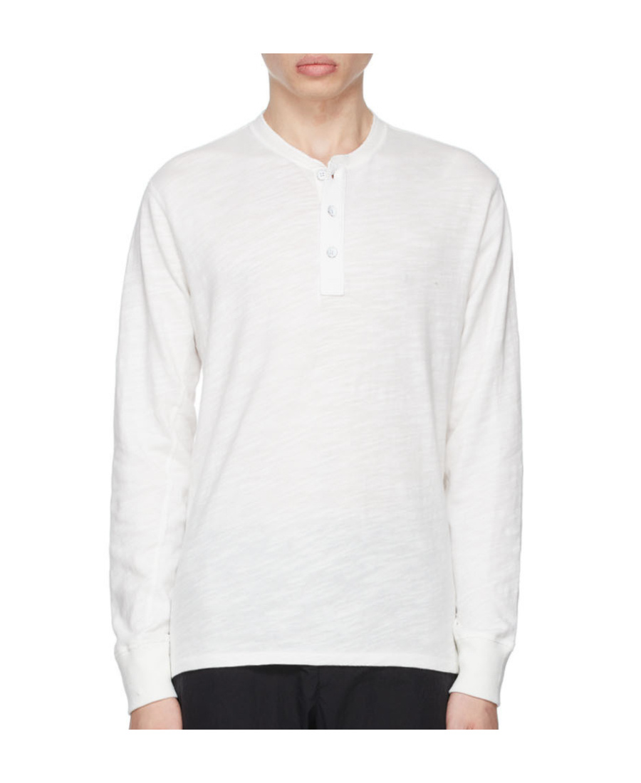 Rag & Bone Round Slit Collar Long-sleeved T-shirt In White