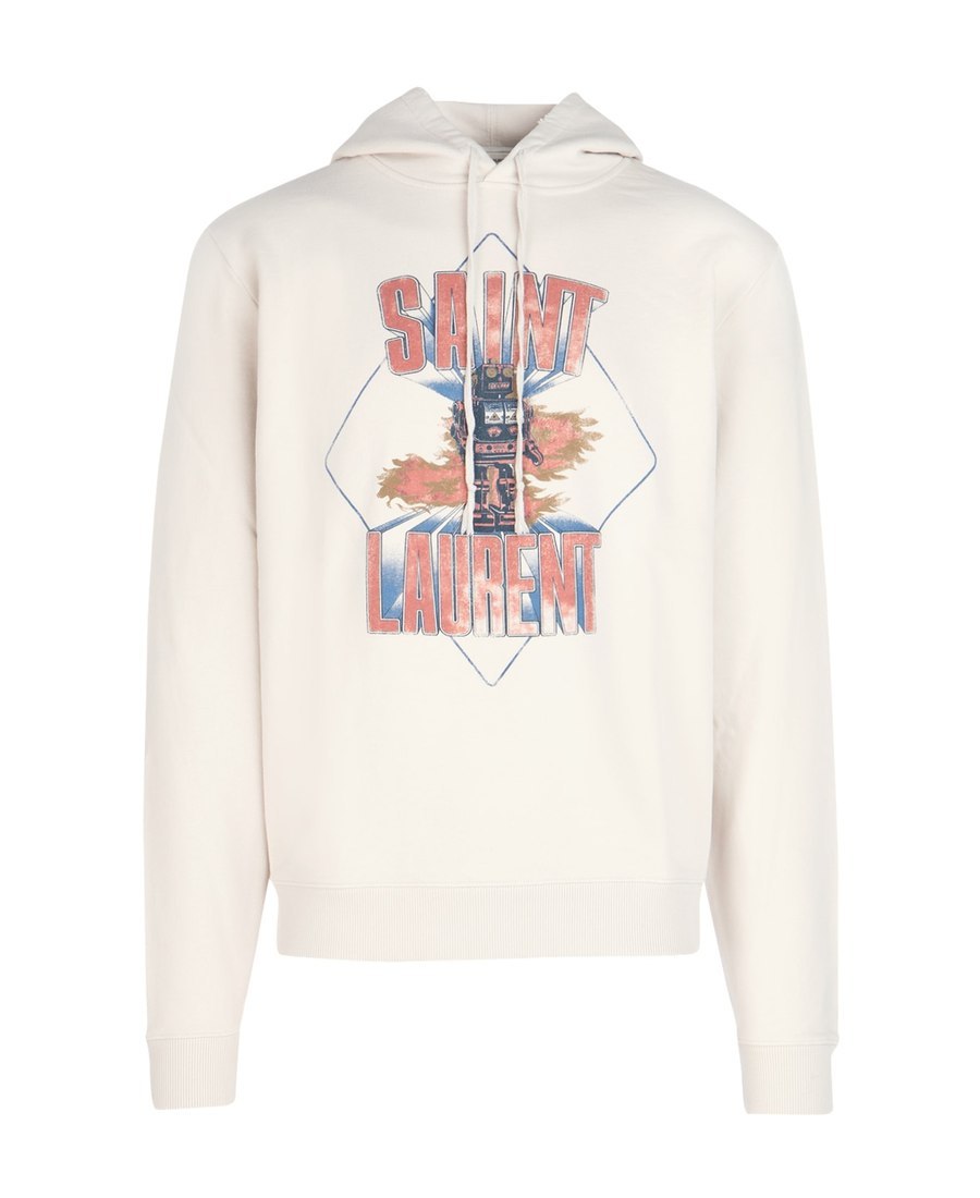 Saint Laurent Printed Hooded Sweater In White