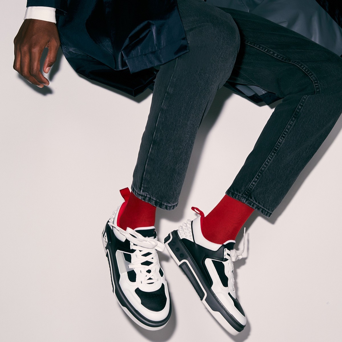Christian Louboutin Low Top Sneakers With Signature Red Sole In White
