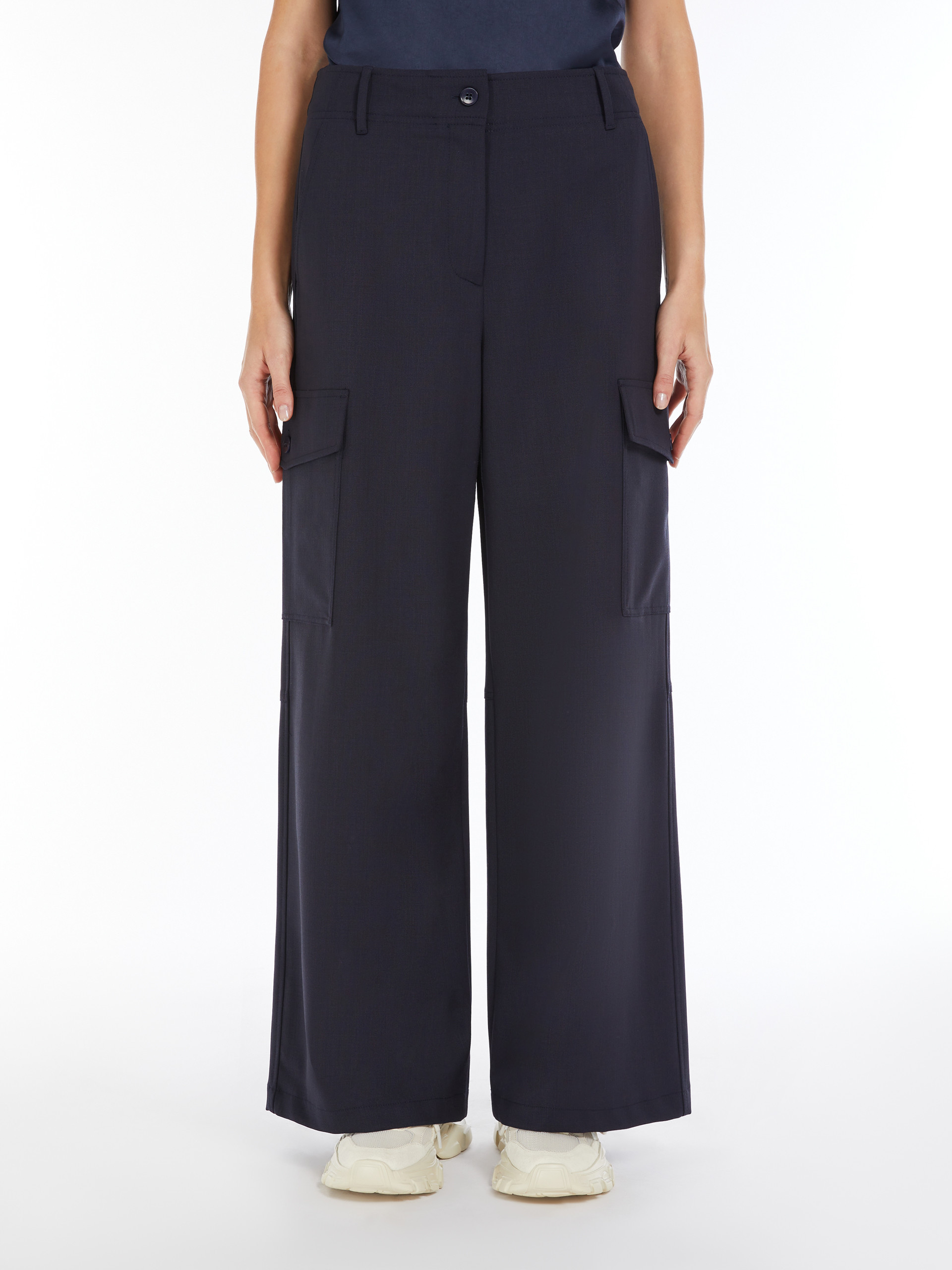 Weekend Max Mara Wool-blend Cargo Trousers In Black
