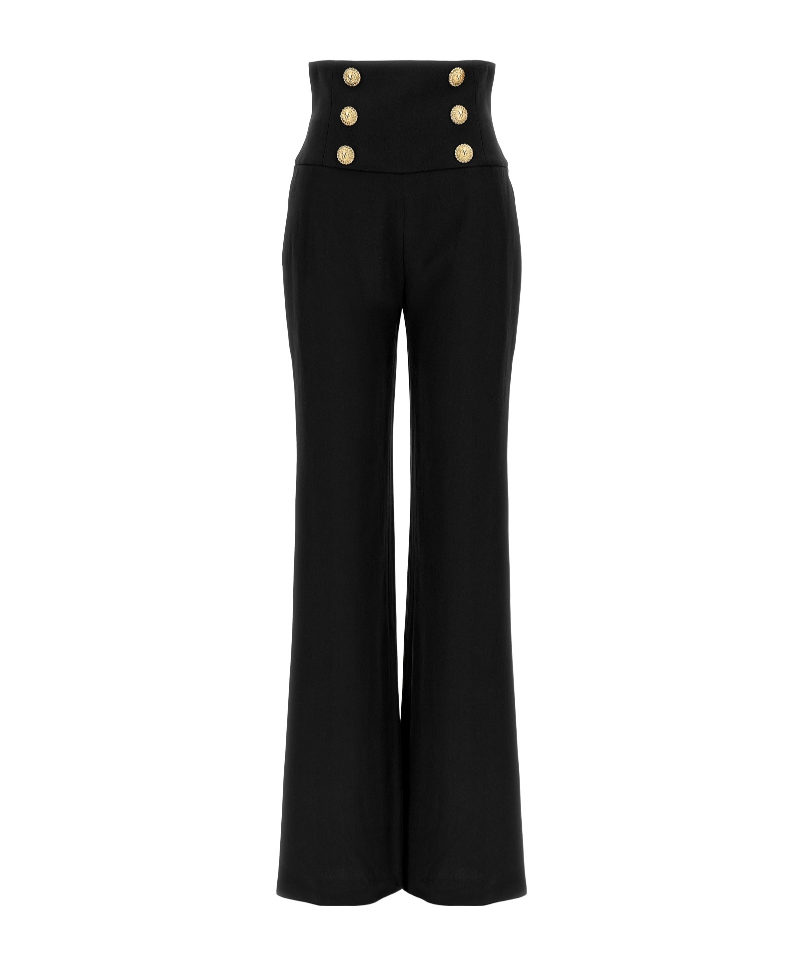 BALMAIN CREPE WIDE-LEG TROUSERS WITH BUTTONS