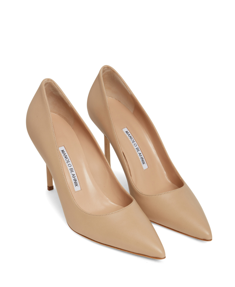 Manolo Blahnik Logo High Heels In Nude