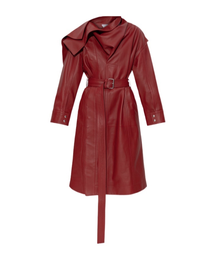 Bottega Veneta Long-sleeved Coat In Red