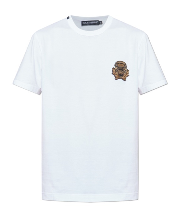 Dolce & Gabbana Cotton T-shirt With Crest Embellishment In White