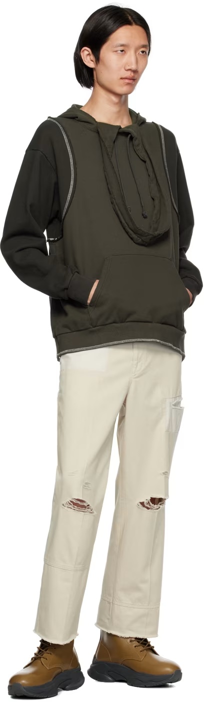 Undercover Gray Cutout Hoodie In Black