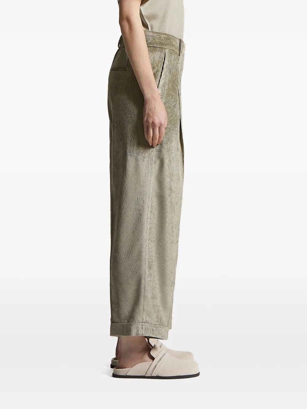Peserico Pleated Corduroy Trousers In Gray