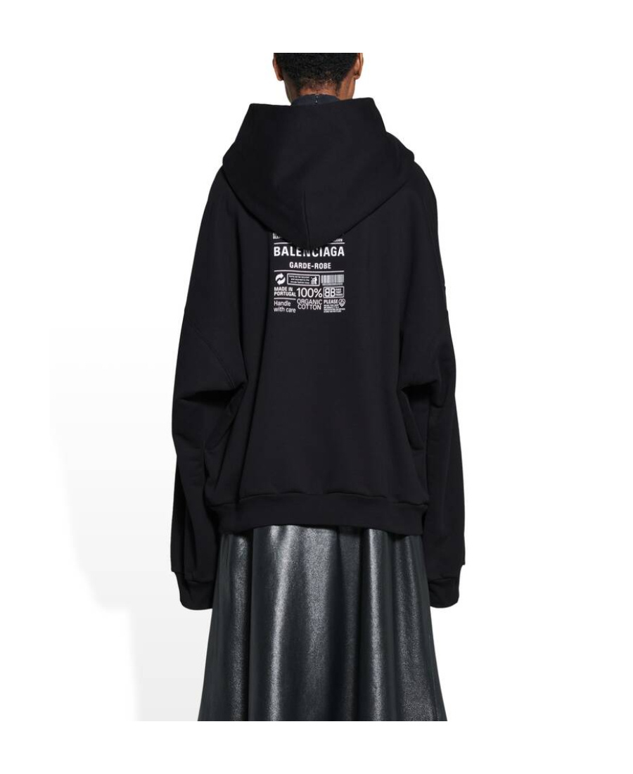 Balenciaga Logo-print Long-sleeve Hoodie In Black