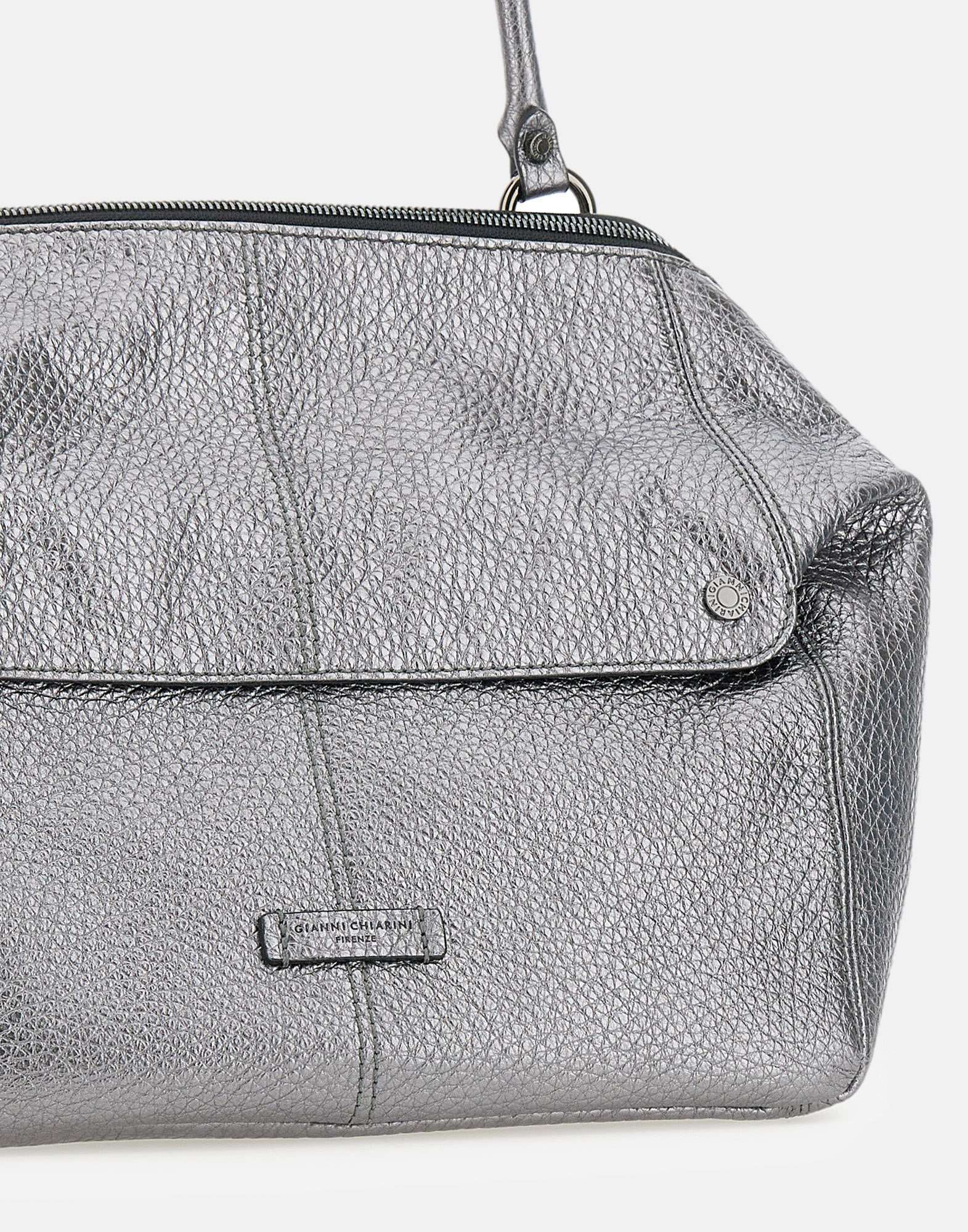 Gianni Chiarini Metallic Leather Shoulder Bag In Gray