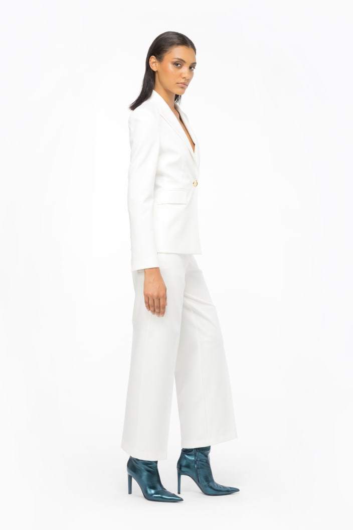 Pinko Cropped Straight-leg Trousers In White