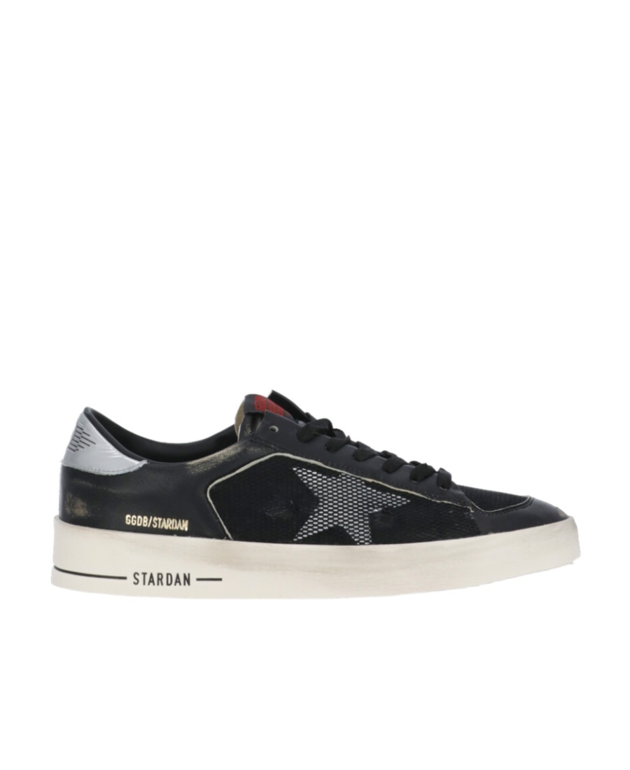 Golden Goose Black Leather Sneakers With Textured Detailing In Black