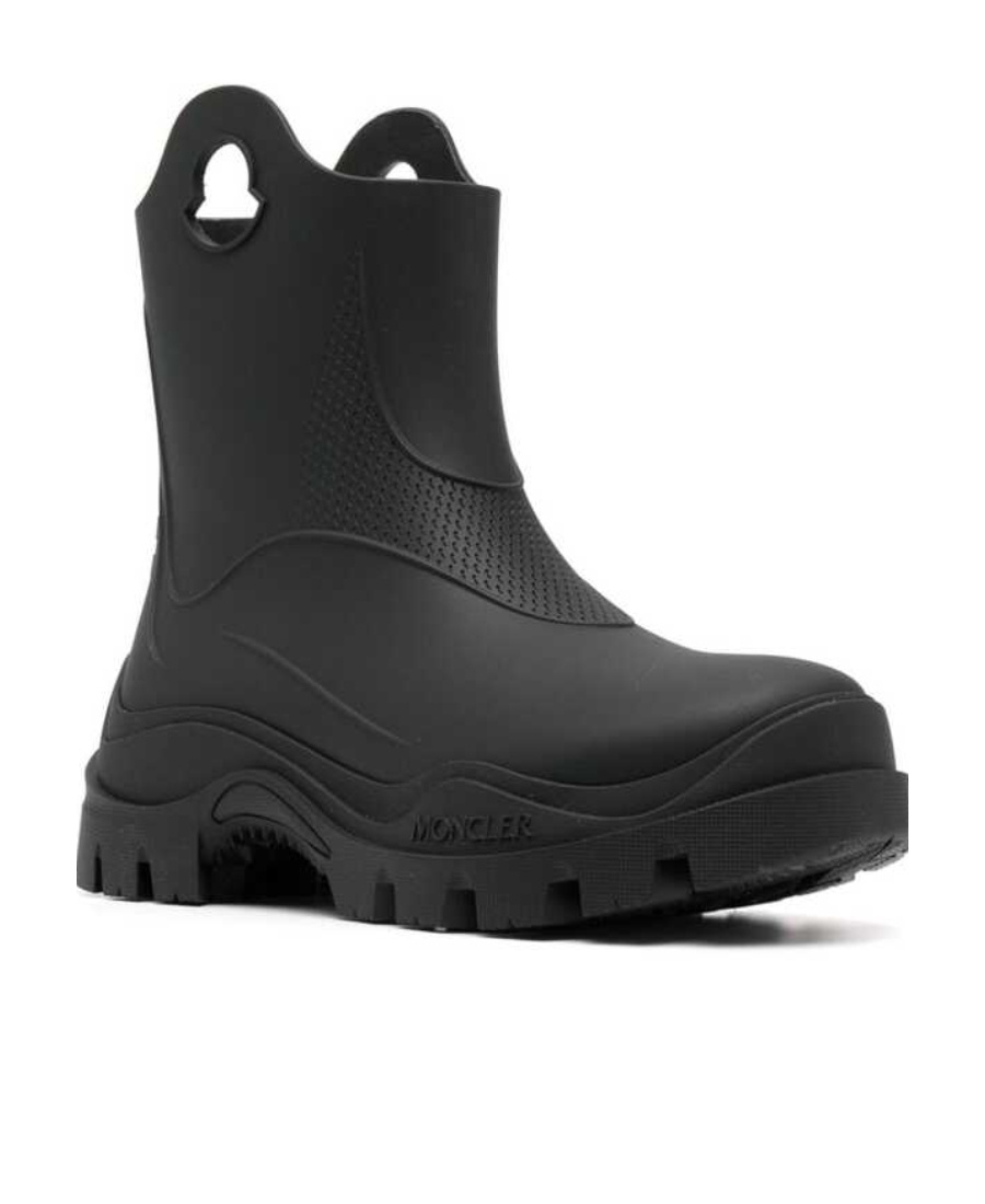 Moncler Misty Logo Round Toe Rain Boots In Black