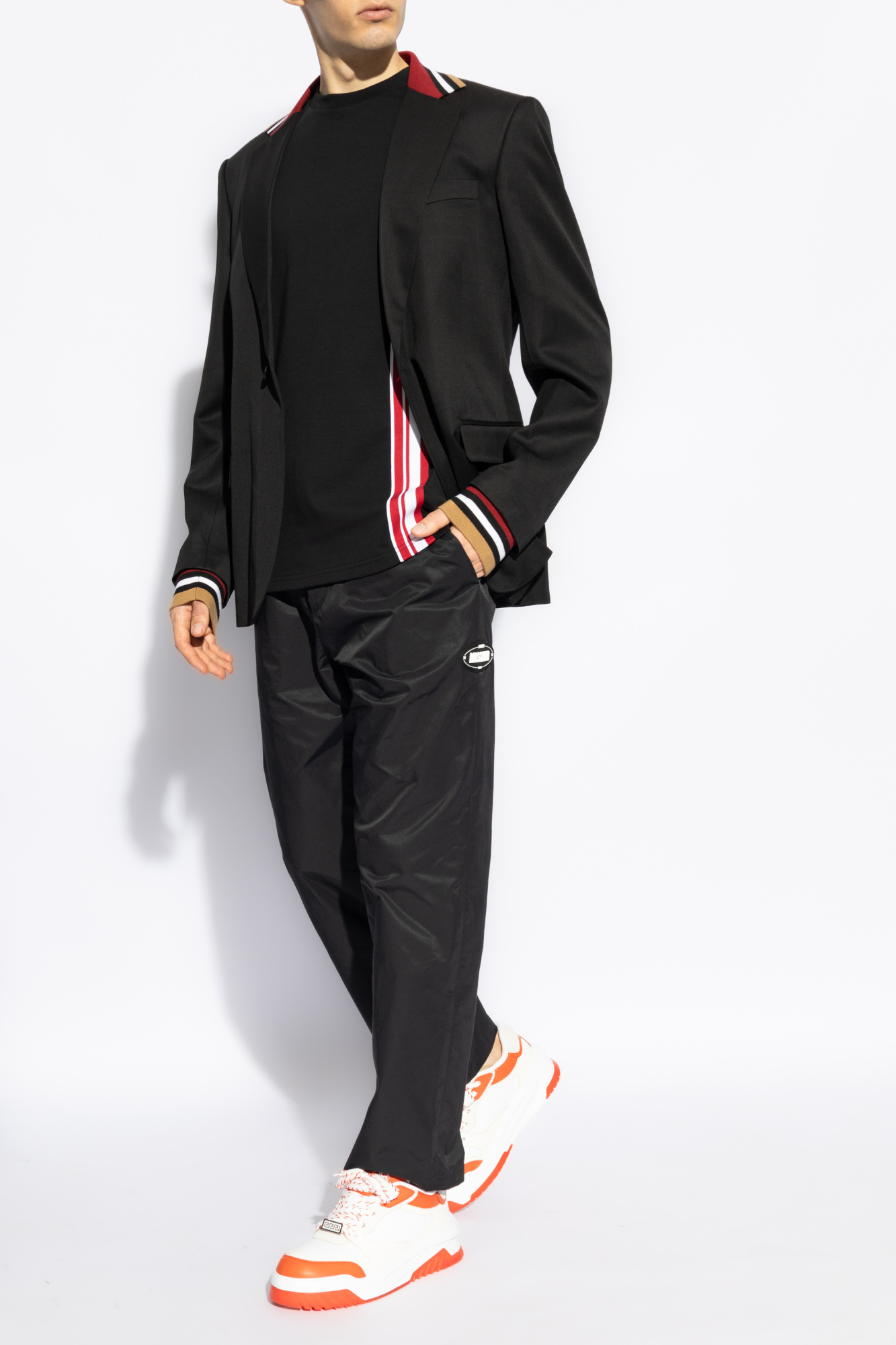 Moschino Drawstring Straight Leg Pants In Black