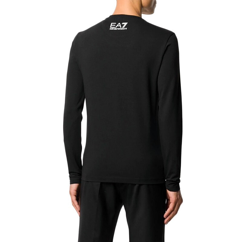 Ea7 Logo Long-sleeved T-shirt In Black