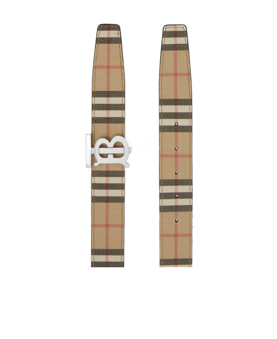 Burberry Reversible Check Monogram Belt In Nude