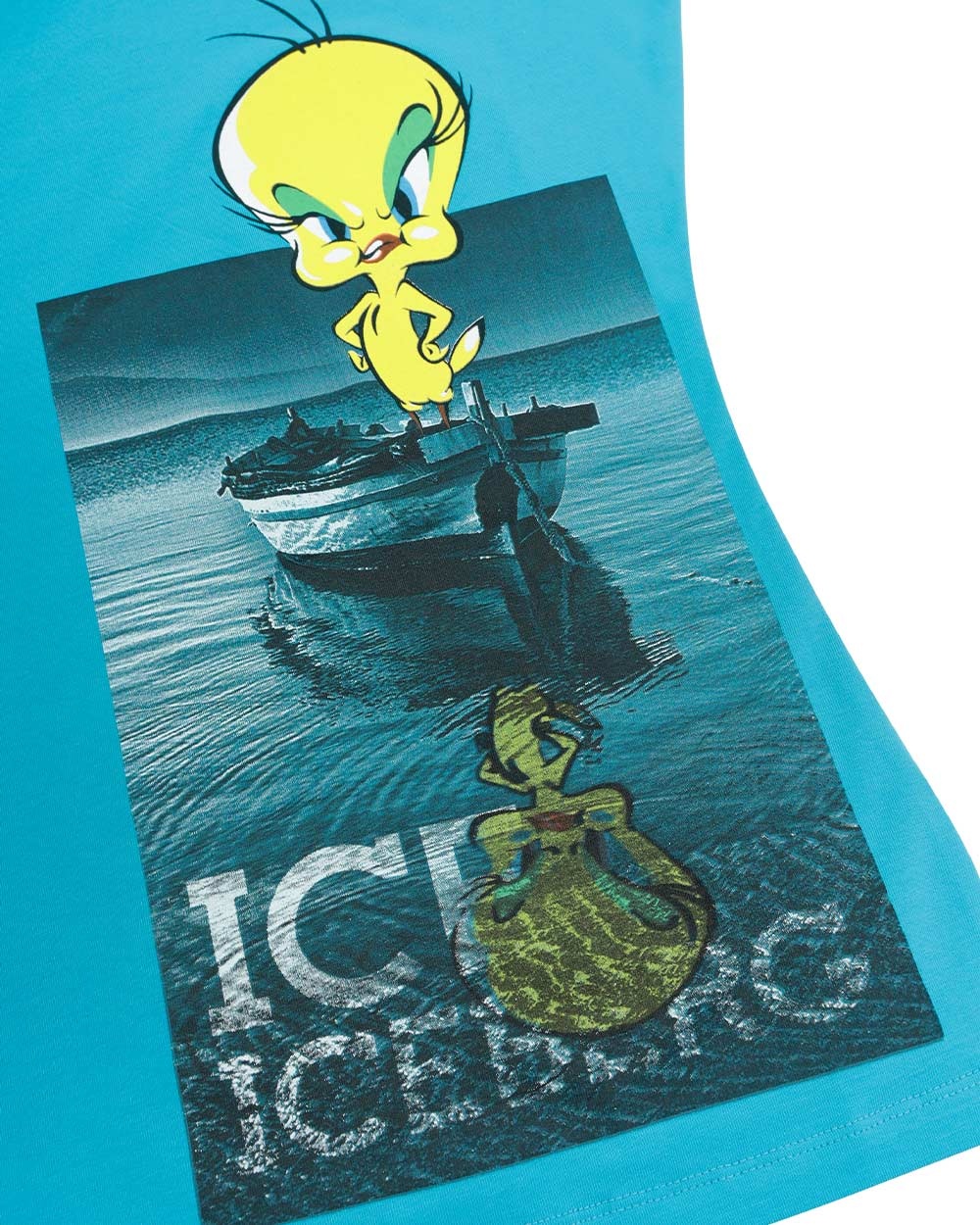 Shop Iceberg T-shirt With Round Neck And Short Sleeves In Blue