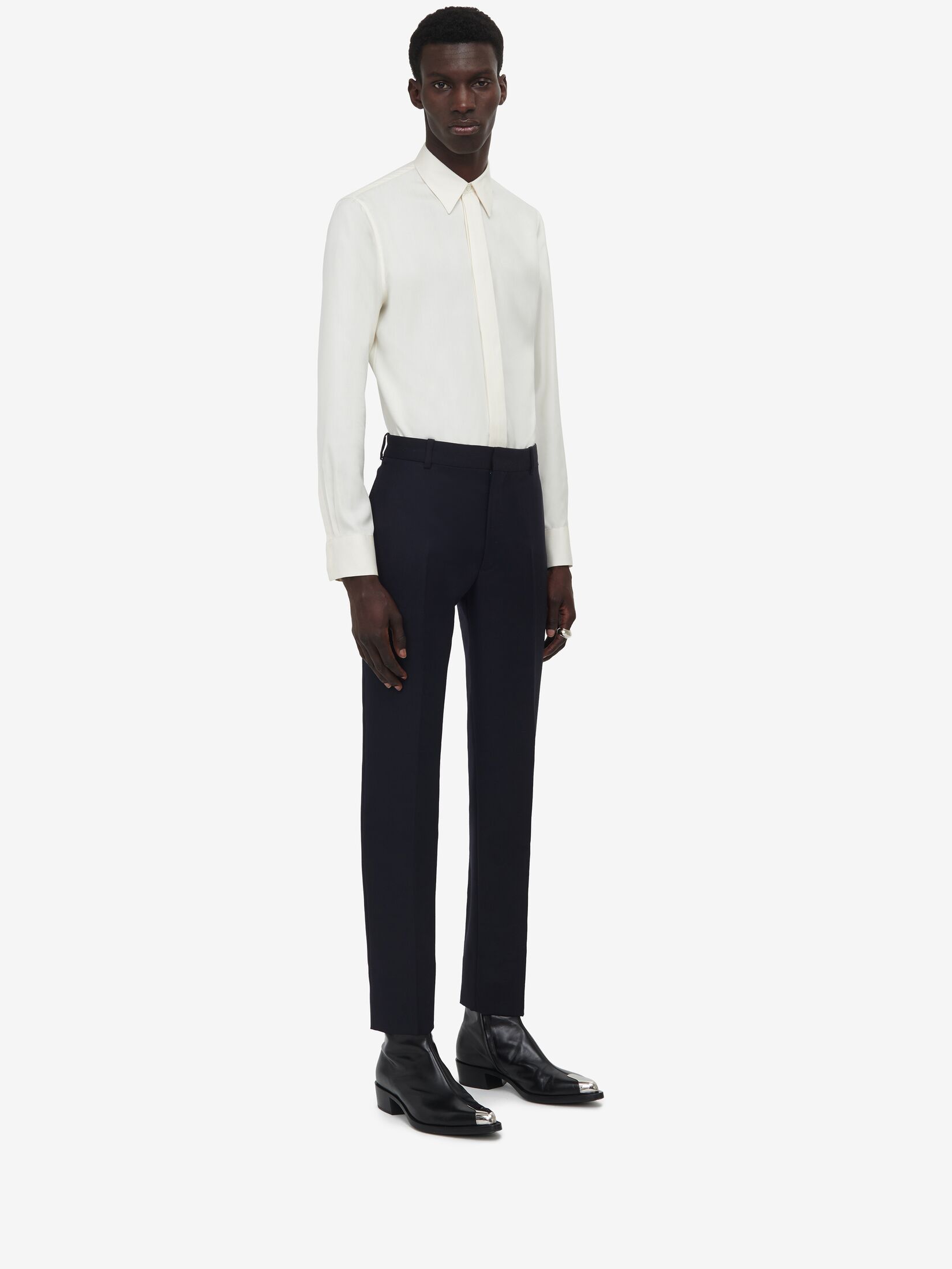 Alexander Mcqueen Straight-leg Cropped Trousers In Black